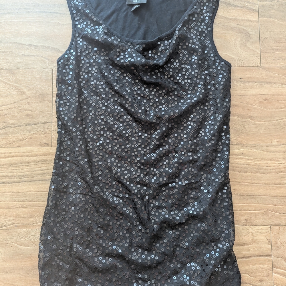 Y2K Black Sequin Sleeveless Top